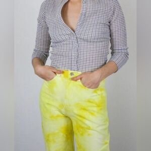 Hosbjerg Rina tie-dye pants in yellow cotton twill Size M